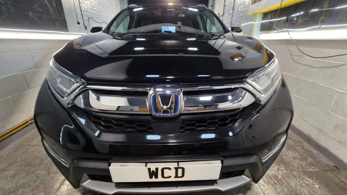 Honda CR-V ceramic coating front view in Warrington — Crystal Black Pearl deep gloss hydrophobic finish by WCD Car Detailing WA5